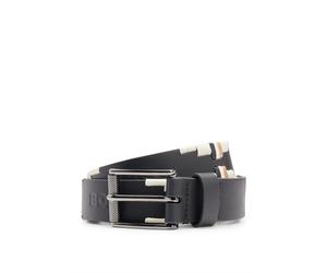 BOSS Ceinture en cuir d'inspiration équestre à rayures emblématiques brodées à la main - Style POLO BELT SIGNATURE BLACK, B1G2201 Noir 70