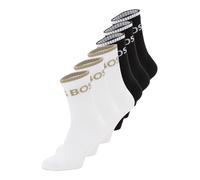 BOSS Lot de six paires de chaussettes courtes côtelées en coton mélangé - Style 6P QS Stripe CC, 50510168 Blanc / Noir 39-42