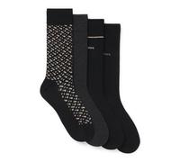 BOSS Chaussettes mi-mollet en lot de quatre, présentées dans un coffret cadeau - Style 4P RS Gift Monogram, 50524322 Noir / Gris 40-46