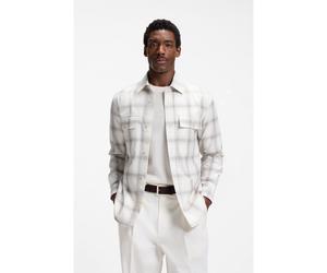 BOSS Chemise à carreaux décontractée en laine vierge mélangée - Style C-OWEN-K-2PP-263, 50568220 Blanc à motif XXXL