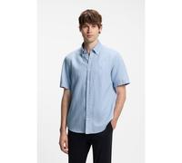 BOSS Chemise à manches courtes en mélange de coton et de lin - Style H-LIAM-BD-SH-E-C-262, 50576027 bleu clair M