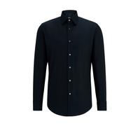 Boss - Chemise ajustée en popeline de coton stretch facile à repasser - Homme - Chemises - Noir - Taille: 3XL