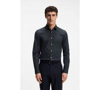 BOSS Chemise d'affaires Slim en popeline stretch - Style H-HANK-S-K-C1-263, 50567063 Bleu à motif 40