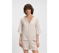 BOSS Chemise de pyjama en satin à imprimé monogramme intégral - Style Sateen AOP_Top, 50545615 Beige clair XS