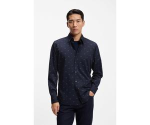 BOSS Chemise Regular en popeline de coton imprimée - Style Relegant_6_M, 50553704 Bleu à motif XL