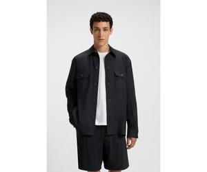 BOSS Chemise Relaxed en lin mélangé italien - Style P-COLE-2P-C1-252, 50539922 Bleu foncé M