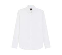 Chemise blanche unie en coton avec une coupe droite et un col à revers L