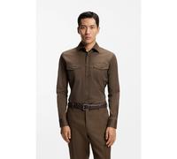 BOSS Chemise Slim en coton mélangé italien - Style L-HAYS-SPREAD-2P-253, 50555116 Kaki 39