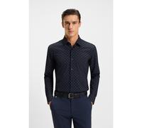BOSS Chemise Slim en jersey stretch imprimé performant - Style P-HANK-s-kent-C1-222, 50550038 Bleu à motif 44