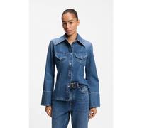 BOSS Chemisier cintré en sergé de coton rigide à effet de hachures croisées - Style C_SLIM SHIRT, 50564434 Bleu S