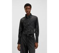 BOSS Chemisier court Regular en denim orné de strass - Style C_SHIRT LS 1.0, 50548445 Noir L