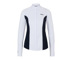 BOSS Chemisier de concours pour l’équitation avec imprimé à fleurs et empiècements bleu marine - Style EMMA SHOW BLOUSE, B3W0415 Blanc L