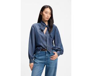 BOSS Chemisier effet denim avec écharpe - Style C_Betilla, 50566353 Bleu 38