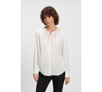 BOSS Chemisier en crêpe de soie stretch avec encolure froncée - Style Banorah, 50490058 Blanc 46