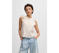 BOSS Chemisier Regular en mousseline de coton plissée sur le devant - Style C_Bantiana, 50540421 Naturel 40