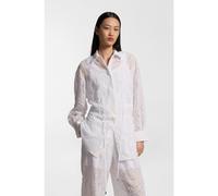 BOSS Chemisier Regular Fit avec fleurs brodées - Style Balisya, 50556589 Blanc 44