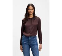 BOSS Chemisier Regular sans col en soie stretch - Style Banorah, 50538481 Marron foncé 46