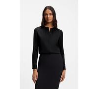 BOSS Chemisier Regular sans col en soie stretch - Style Banorah, 50538481 Noir 44