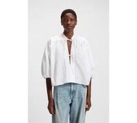 BOSS Chemisier Relaxed en popeline de coton avec lien à l’encolure - Style C_Bales, 50552766 Blanc 40