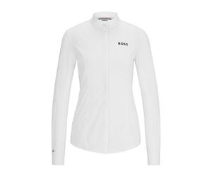 BOSS Chemisier Slim de concours d'équitation en matières mélangées - Style EMMA SHOW BLOUSE WHITE, B1W0401 Blanc XS