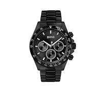 BOSS Chronograph Quarz Uhr für Herren mit Schwarzes Edelstahlarmband, Schwarz, One Size