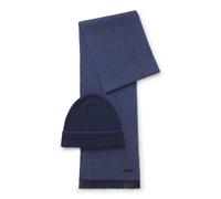 BOSS Coffret cadeau avec bonnet et écharpe en maille de laine et coton - Style Hernesto_SET, 50548858 Bleu foncé pcs.