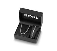 BOSS Coffret cadeau avec bracelet et collier chaîne à maillons arrondis - Style CHAIN FOR HIM GIFTSET, HB1570197 Couleur argentée pcs.