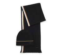 BOSS Coffret cadeau bonnet et écharpe à rayures - Style Henzo_SET, 50551072 Noir pcs.