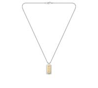 BOSS Collier chaîne à maillons cubes avec pendentif logoté à double étiquette - Style DEVON, 58137040 Couleur argentée pcs.