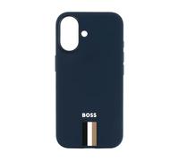 BOSS Coque iPhone 16 bleue mate avec logo aux rayures emblématiques - Style Case for iPhone 16 Iconic Navy, 58684021 Bleu foncé pcs.