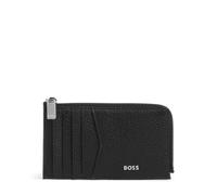 BOSS Crosstown Étui à cartes crédit noir, cuir de vache grainé, homme