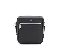 BOSS Sac reporter en cuir grainé avec logo - Style Daxter_NS zip, 50563858 Noir pcs.