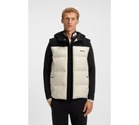 BOSS Doudoune à capuche sans manches déperlante avec garnissage en duvet - Style OW_Block-X Vest HD, 50548711 Noir / Blanc L
