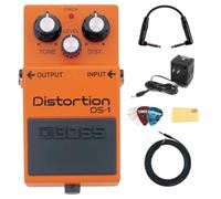 Boss DS-1 Distorsion Effets de Guitare Pédale Bundle avec 9V Power Adapter, Gearlux Instrument Câble, Cordon Patch,Picks et Polishing Cloth