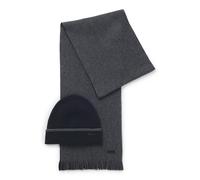 BOSS Ensemble bonnet en maille côtelée et écharpe à rayures - Style Fortuno_SET, 50569472 Bleu foncé pcs.