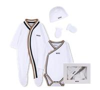 Boss - Ensemble Pyjama + Body + Bonnet + Mouffles - Blanc - Garçon - 6 Mois