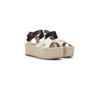 BOSS Espadrilles à semelle plateforme avec brides en cuir et toile - Style Machica_Pltsan_CVBK, 50542339 Blanc / Noir 40