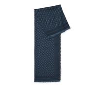 BOSS Foulard en modal et laine avec monogramme jacquard - Style Ledonia_120*120, 50517733 Bleu foncé pcs.
