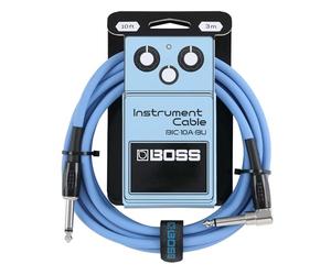 BOSS Gamme BIC-10A Câbles d'instrument | Connecteurs jack 1/4 de pouce droit vers coudé | Longueur 3 m | Câbles de haute qualité pour guitare, basse et autres | Silencieux et robustes | Bleu