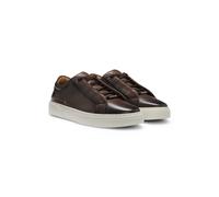 BOSS Gary baskets en cuir brossé à lacets élastiques - Style Gary_Tenn_buamf, 50546855 Marron foncé 42