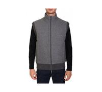 Boss - Gilet coupe droite avec devant en flanelle brossée - Homme - Vestes - Gris - Taille: M
