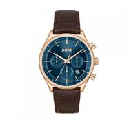 Boss Gregor Montre Homme Chronographe Acier Doré Rose Cuir Marron 1514050
