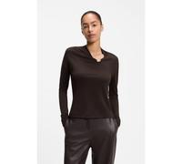 BOSS Haut à col V avec détails métalliques à l’encolure - Style Edonya, 50568618 Marron L