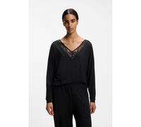 BOSS Haut de pyjama à manches longues avec encolure en dentelle - Style Blossom_LS-Top, 50571011 Noir S