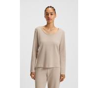 BOSS Haut de pyjama en coton mélangé à la structure gaufrée - Style Waffle_LS-Shirt CN, 50550316 Beige clair M