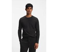 BOSS Haut de pyjama en coton mélangé à la structure gaufrée - Style WaffleAOP LS-Shirt, 50571392 Noir S