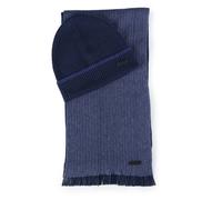 BOSS Coffret cadeau avec bonnet et écharpe en maille de laine et coton - Style Hernesto_SET, 50548858 Bleu foncé pcs.