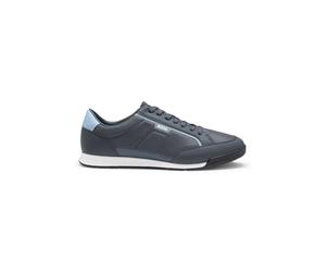BOSS Homme Nitan_Lowp_txthem Baskets à Profil Bas, Bleu Marine, 44 EU