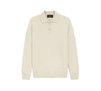 Boss, Homme, Tops, Blanc, Taille: XL Pull en cachemire tricoté coupe décontractée avec col polo