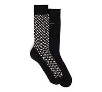 BOSS Lot de deux paires de chaussettes mi-mollet en coton mélangé - Style 2P RS Monogram CC, 50515141 Noir 43-46